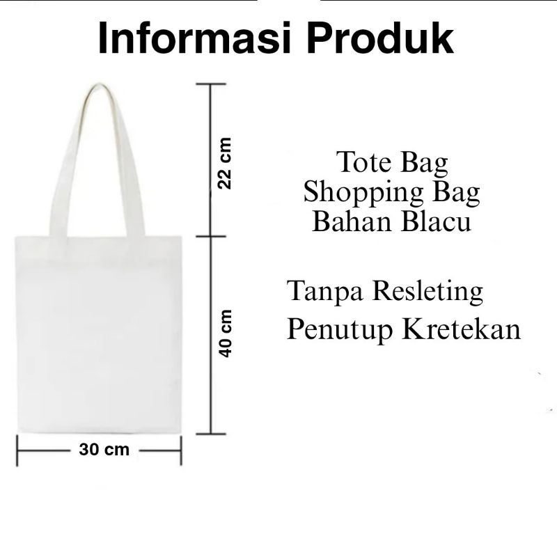 Tote Bag Kanvas Polos Putih Tas Totebag Bahan Blacu Premium 30 x 40