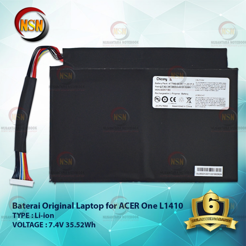 Baterai Laptop Original Chicony for ACER One L1410 7.4V 35.52Wh