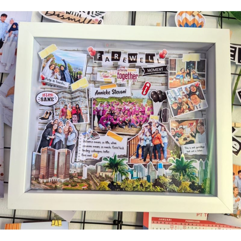 Kado Unik Farewell Kantor scrapframe 3D size 25x20 cm [3 HARI JADI]