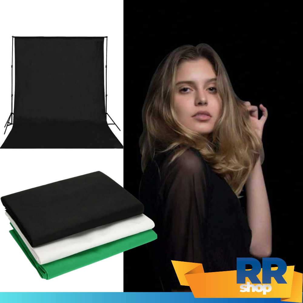 Backdrop Foto Cotton Kain Studio Background HItam Putih