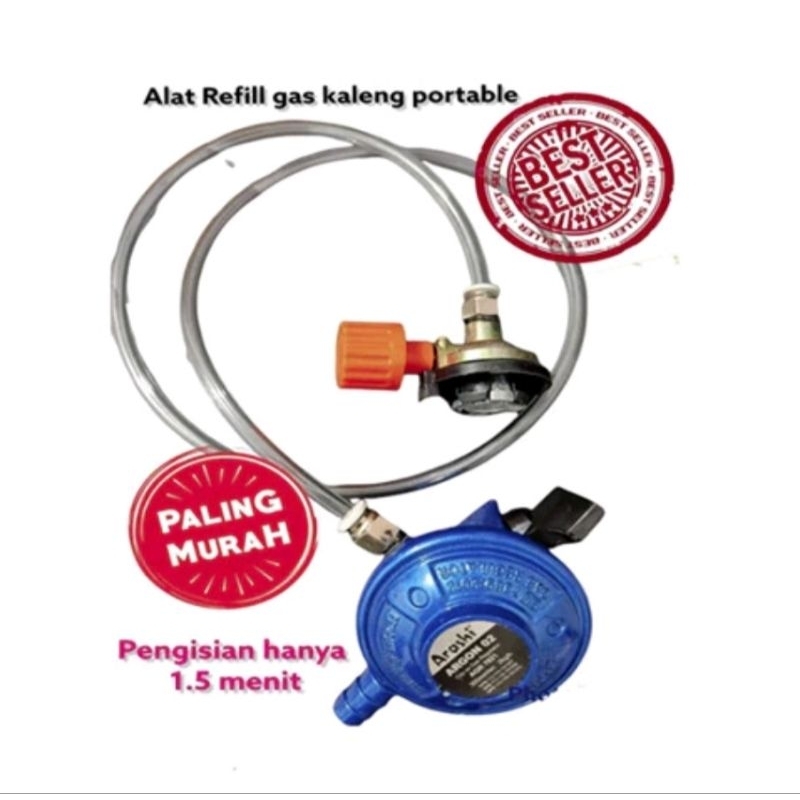 Alat Refil Gas Portable Kompor Camping Lengkap Regulator selang kran