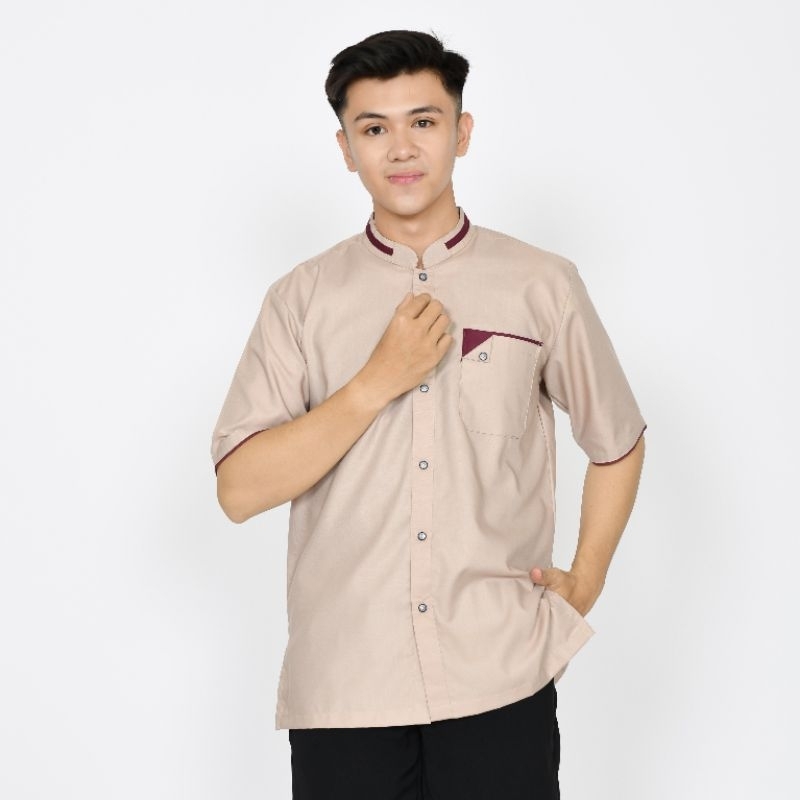 AR_Baju Koko Pria Dewasa Lengan Pendek Warna Moca/Coksu