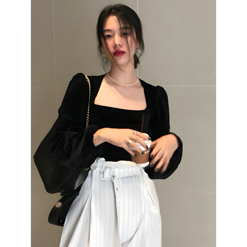 Square Neck Long Puff Sleeve