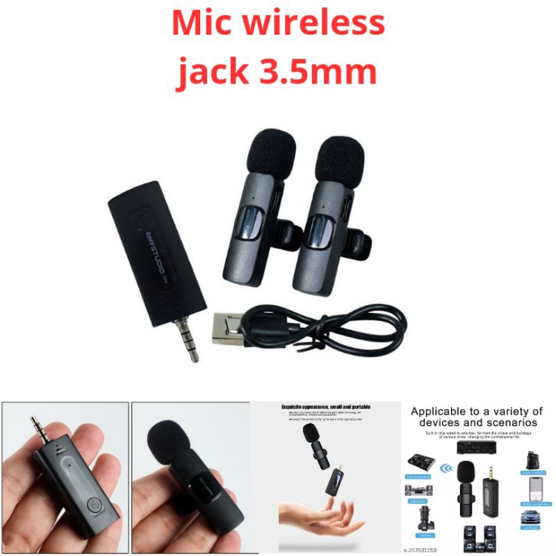 Microphone wireless clip on jack 3.5mm TRRS