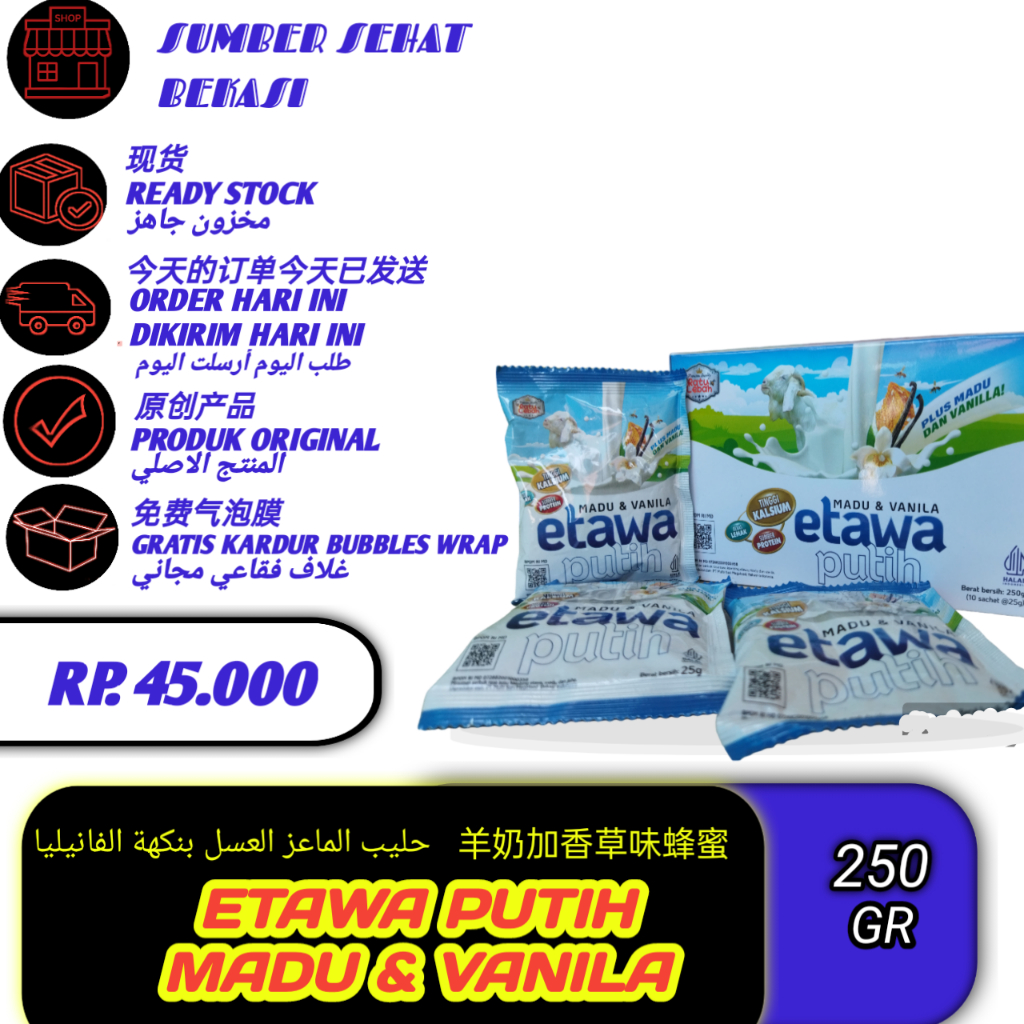 

Susu Kambing Etawa Putih Bubuk Plus Madu Ratu Lebah Isi 10 Saset Original Bpom