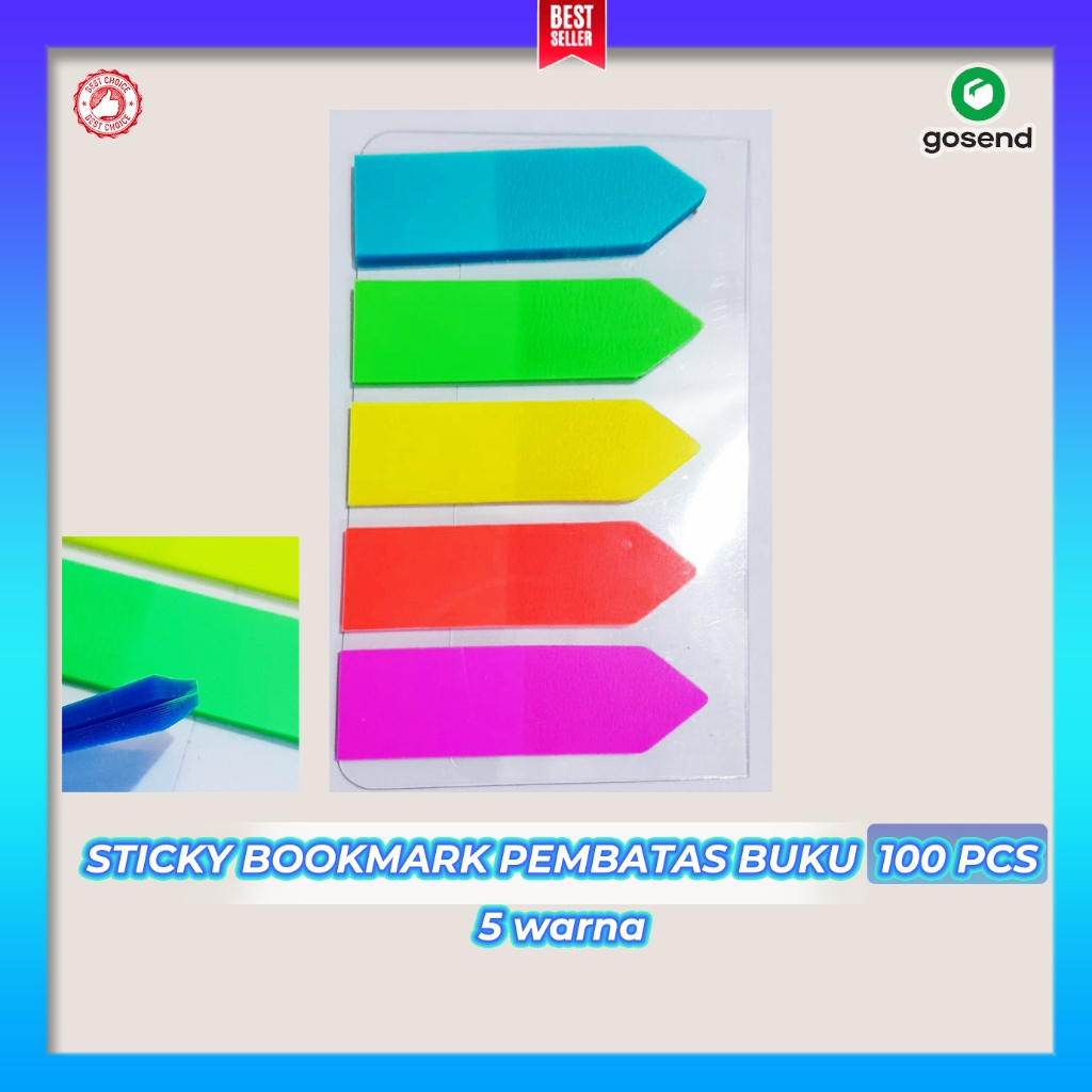 

Sticky Bookmark Pembatas Buku 100 pcs 5 Warna /Notes Tempel/Kertas Tempel