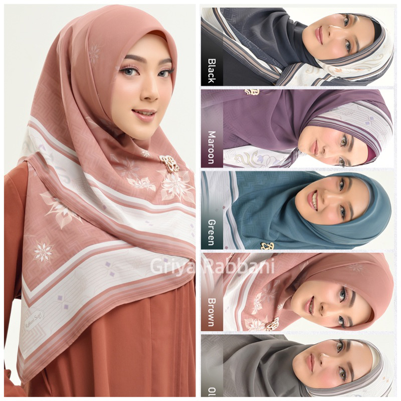 Griya Rabbani - zahira melanie - kerudung segiempat motif - kerudung rabbani segi empat - kerudung s