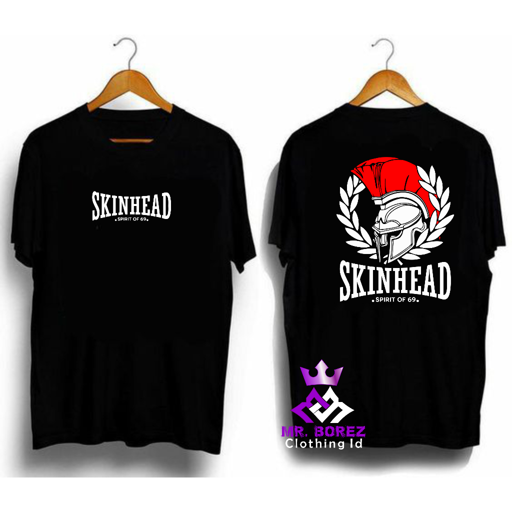 Kaos Distro Skinhead Indonesia Lengan pendek // Kaos Pria Katun gambar skinhead