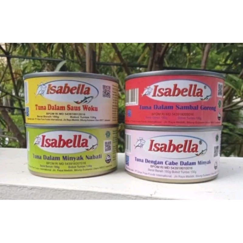 

Ikan kaleng tuna original khas manado halal siap saji/Tuna kaleng/Isabella/isabella tuna dalam kaleng 180 gr/ikan tuna kaleng siap saji