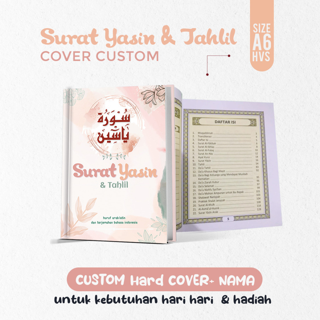RD Buku Surat Yasin Tahlil & Doa + Custom Soft Cover - Nama , Untuk Kebutuhan sehari-Hari dan Ziarah