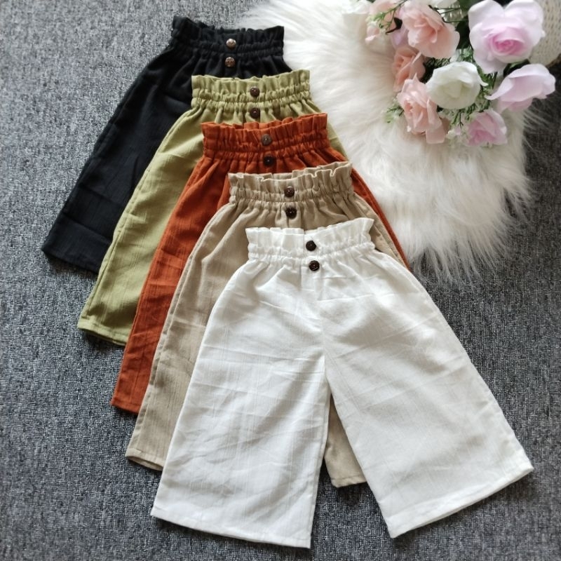 Starlababykids - Ruby Pants | Celana Panjang Kulot Anak Perempuan Crinkle Kancing Agustusan