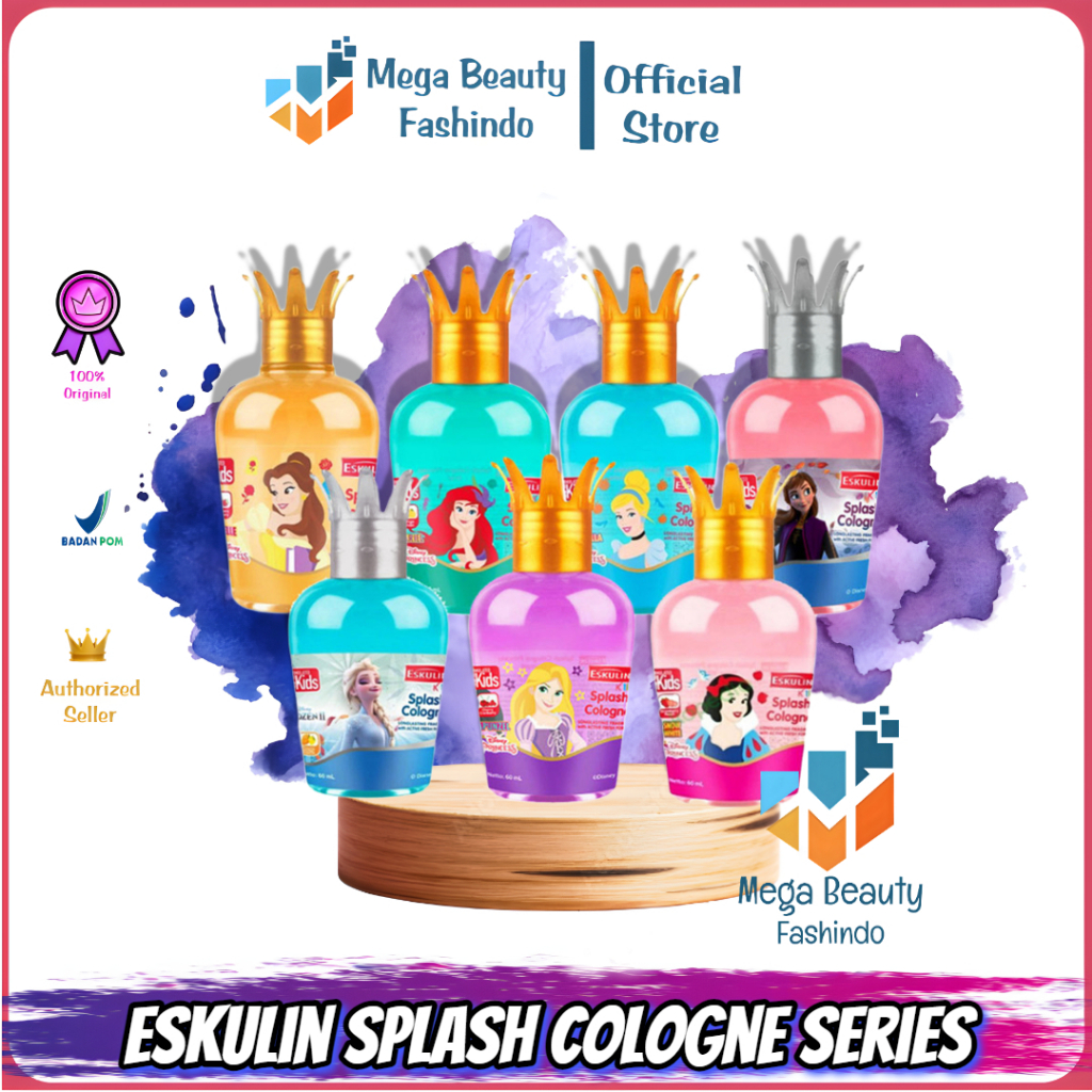 Eskulin Kids Splash Cologne edisi Princess Series 60 ML & 125 ML Disney Snow White - Rapunzel - Cind