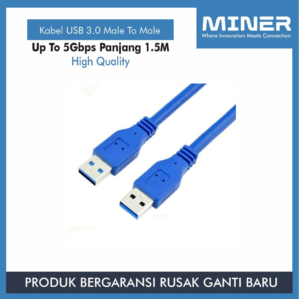 MINER Kabel Data USB 3.0 Male to Male Speed Up To 5Gbps Panjang 1.5M Kualitas Premium