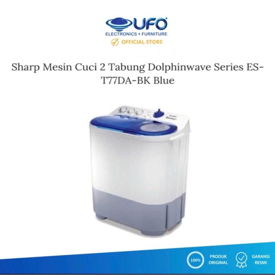Sharp Mesin Cuci 2 Tabung Dolphinwave Series EST77DA-BK/RK