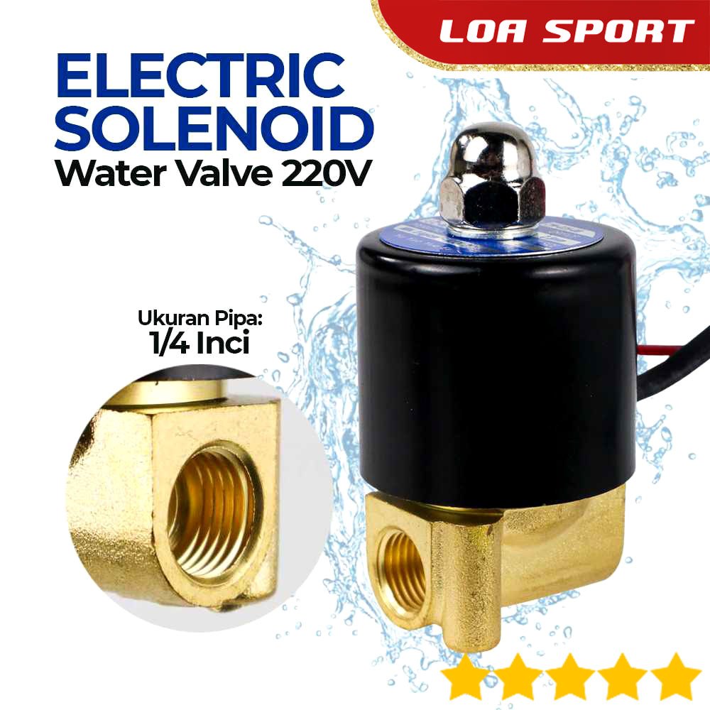 Katup Solenoid Valve Elektrik Kran Air Otomatis NC 220V Pipa 1/4 Inch