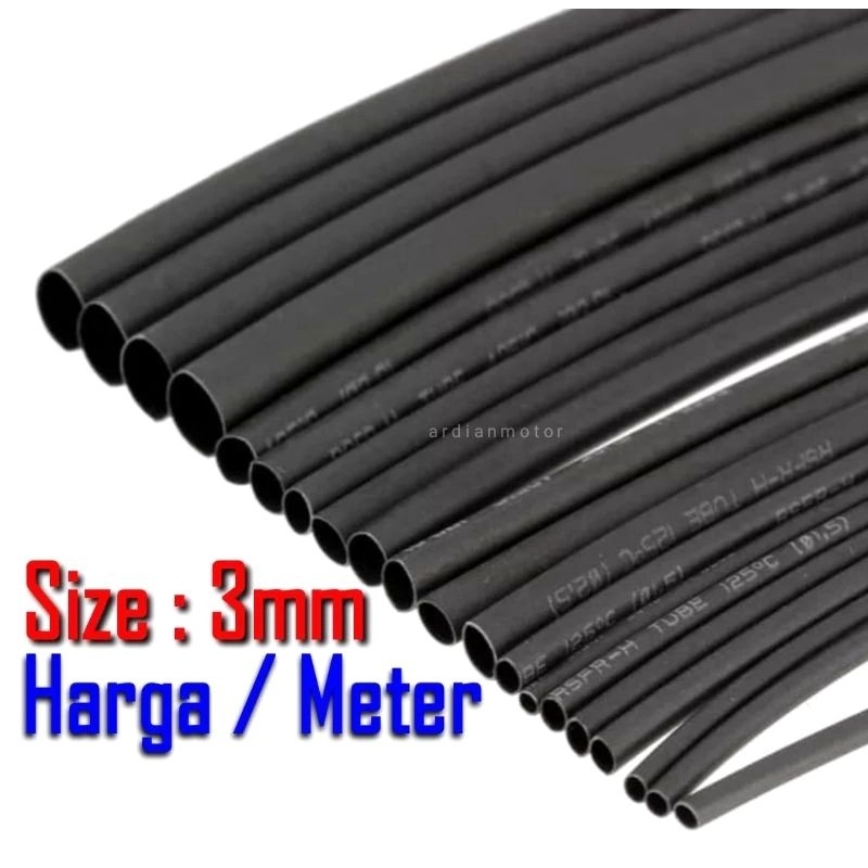 Isolasi Bakar - Selang Slang Bakar - Heat Shrink 3MM - Isolasi Listrik Bakar