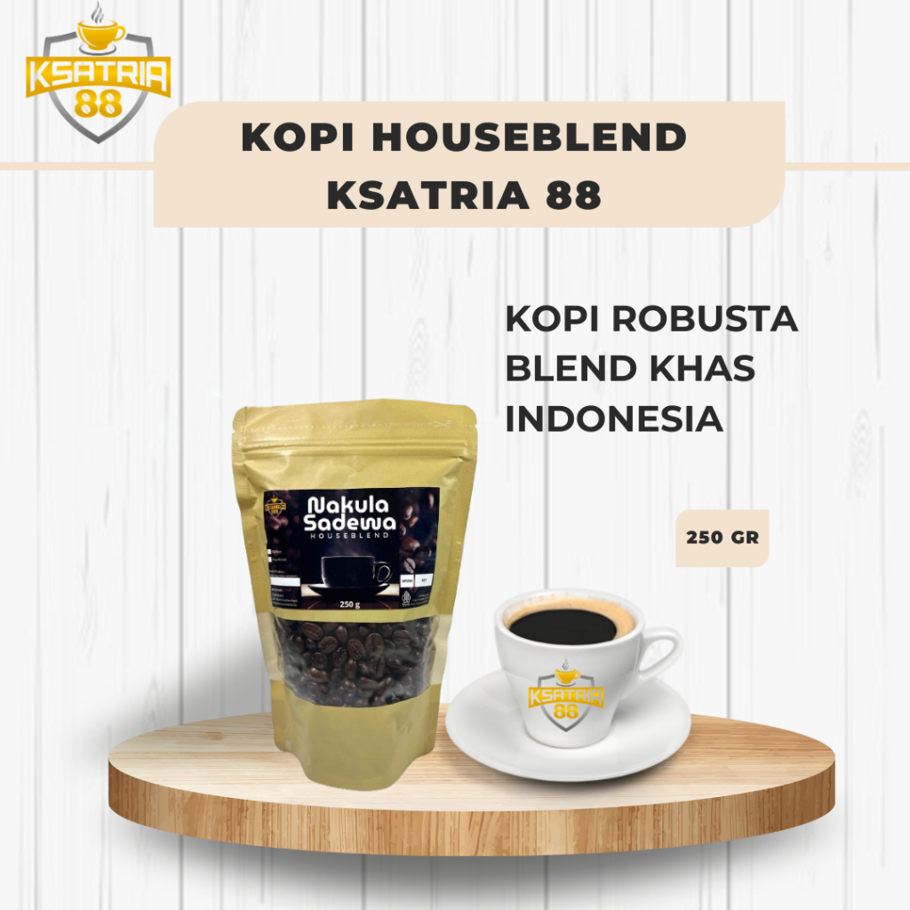 

Kopi Robusta Blend Nakula Sadewa 250gr Bubuk Biji Halus Harum Murni Asli Premium Espresso Manual Brew