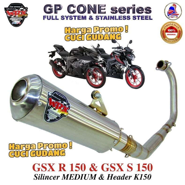 Knalpot Racing WRX GP CONE SS K150 Medium GSX R-150 + S-150 Fullsystem