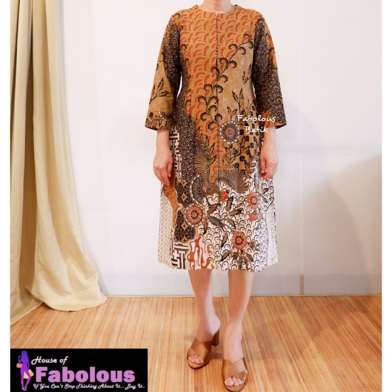 Dress Batik Katun Modern / Dress Batik Katun Hijab / Dress Batik Katun Kancing Depan / Dress Batik K