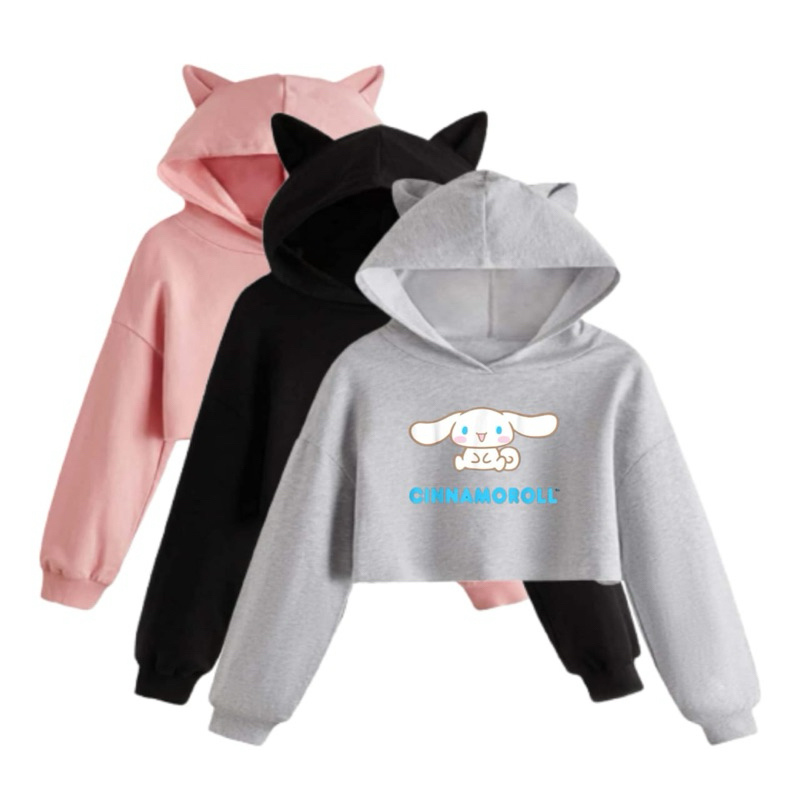 Baju Sweater Hoodie Crop Anak Wanita Korea Cinamorol Lengan Panjang