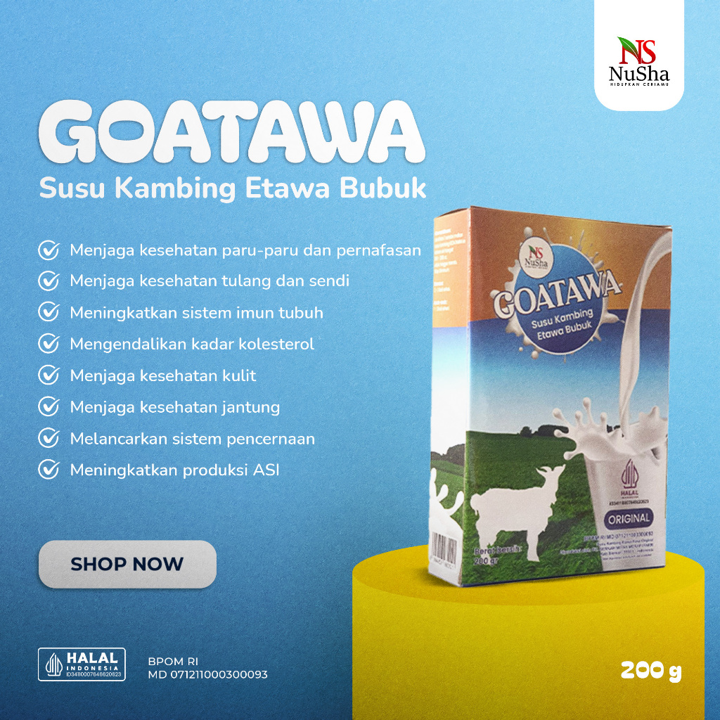 

Paket 4 Bok GOATAWA Susu Kambing Etawa Bubuk 1 box 200gr BPOM