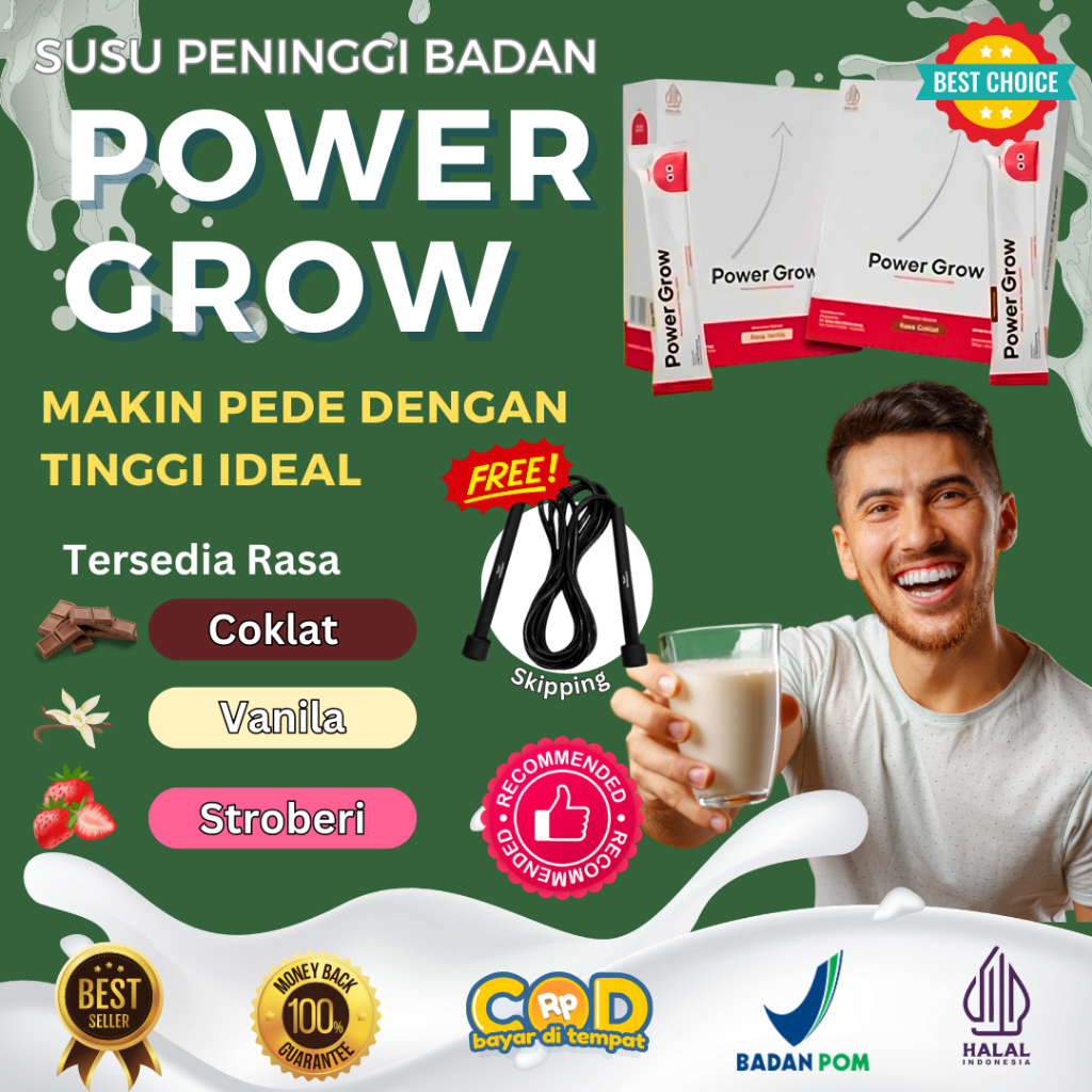3 Box Susu Power Grow Paket Best Seller Suplemen Obat Peninggi Badan Kotak Bubuk Sachet Kalsium Pena