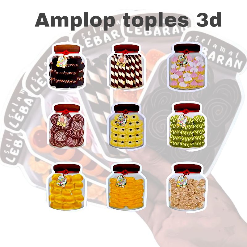 

amplop lebaran angpao unik lucu estetik motif toples 3d viral lebaran peluk permen candy Snack teh kotak