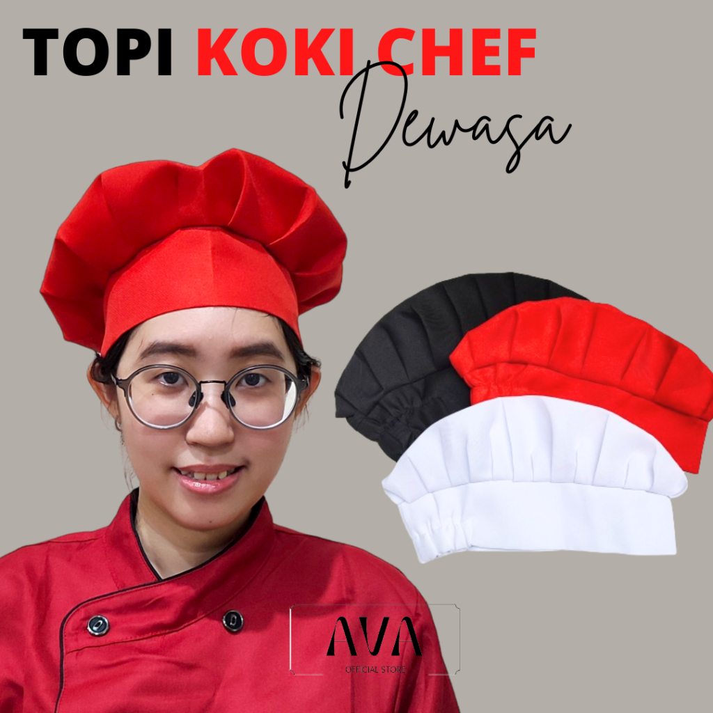 Topi Jamur Koki Chef Dewasa / Topi Chef Masak Dapur Kitchen Pria Wanita / Topi Koki Masak Unisex