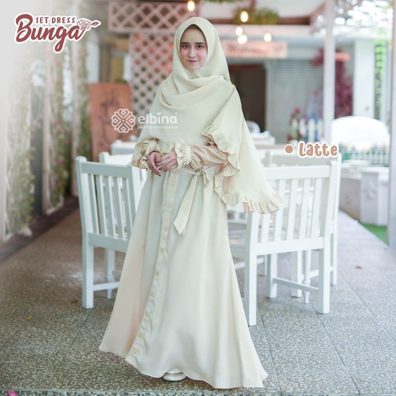PROMO 4.4 DRESS BUNGA BY ELBINAHIJAB/drees brokat/gamis cantik