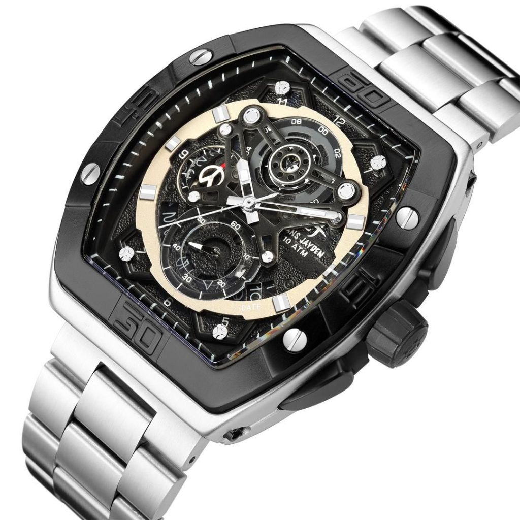 Promo Jam Tangan Evans Jayden Jam Tangan Pria 9549 Rantai Stainless Original - Silver Hitam