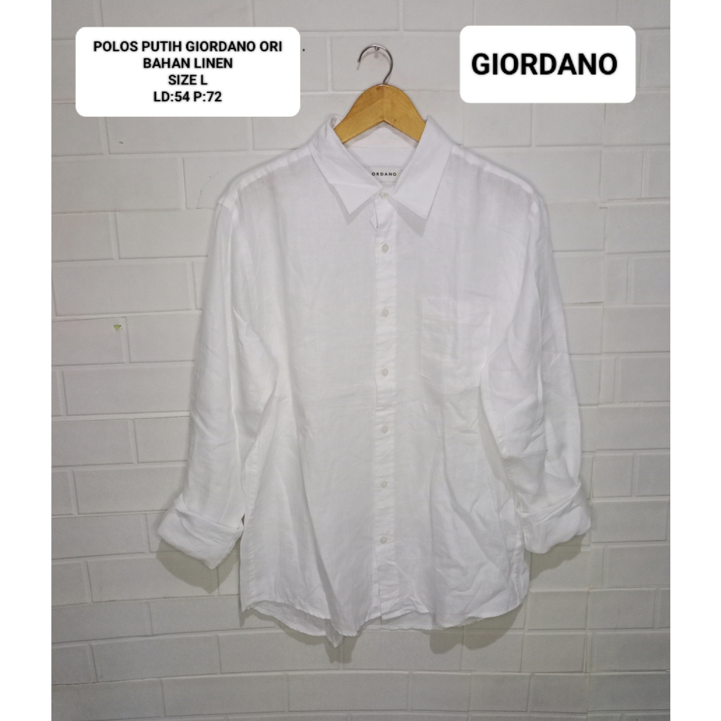 KEMEJA PUTIH LINEN GIORDANO ORI SIZE L
