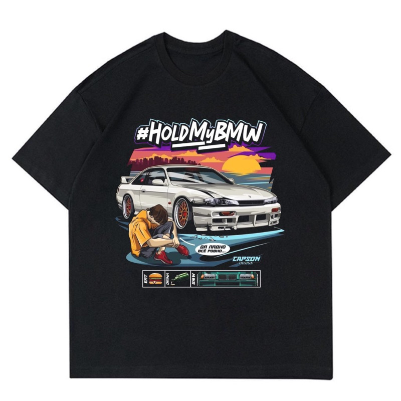 KAOS VINTAGE NASCAR HOLD MY BMW COTTON COMBED 24s | T-SHIRT BLACK NASCAR HOLD MY BMW OVERSIZE 24s | 