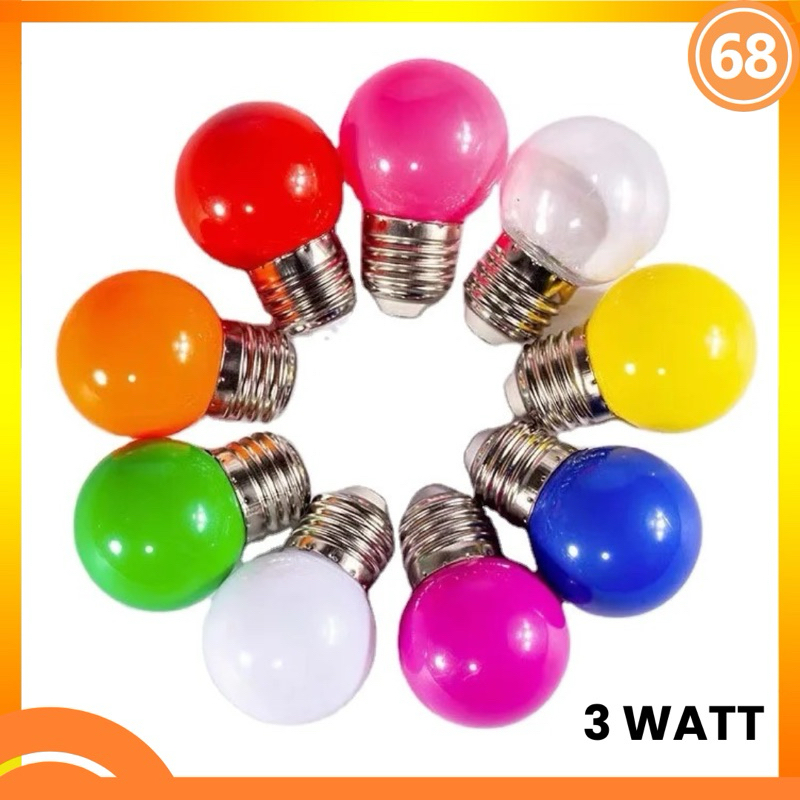 Lampu Bohlam LED Pingpong G45 3W Lampu 3 Watt Warna Warni Bohlam Hias Lampu Dekorasi