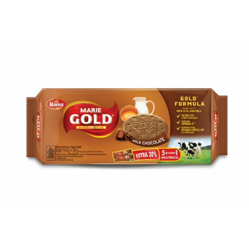 

Roma Marie Gold biskuit marie susu rasa cokelat 110g + 22g