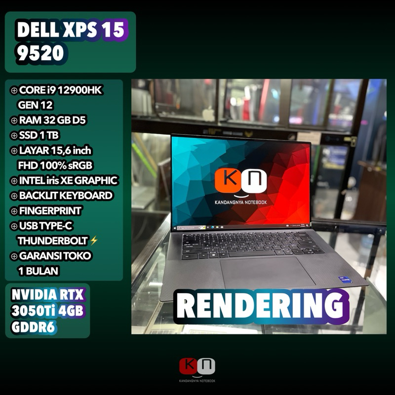 Dell Xps 15-9520 Core i9 12900HK RTX3050Ti 4GB Ram 32GB Ssd 1TB 15,6inch Fhd 100% sRGB
