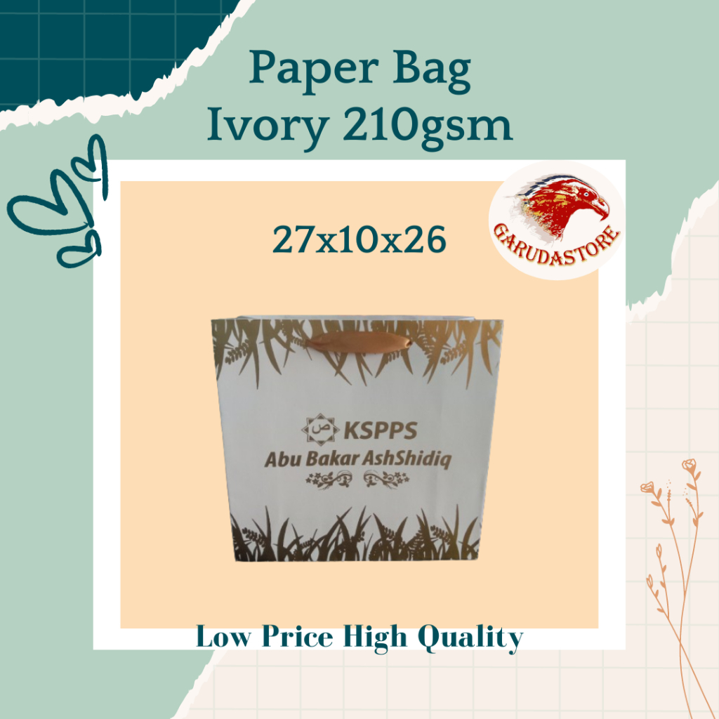 

Paper Bag Putih Ivory Size Medium P27 L10 T26 Free Design
