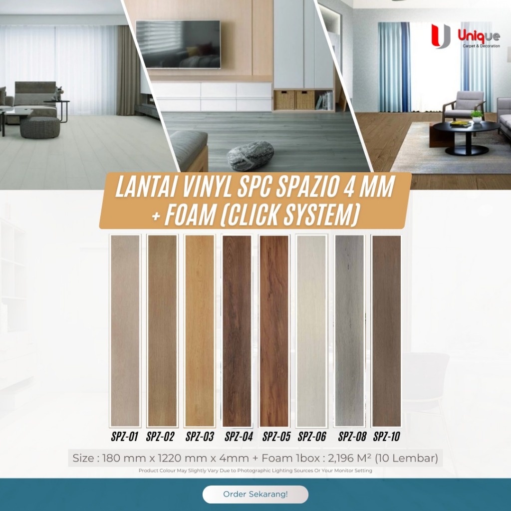 Lantai Vinyl SPC Spazio 4 mm + Foam Motif Kayu Click System