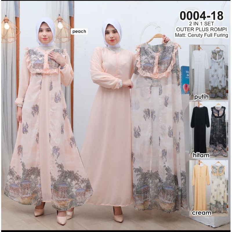 Gamis 2 in 1 set outer plus rompi