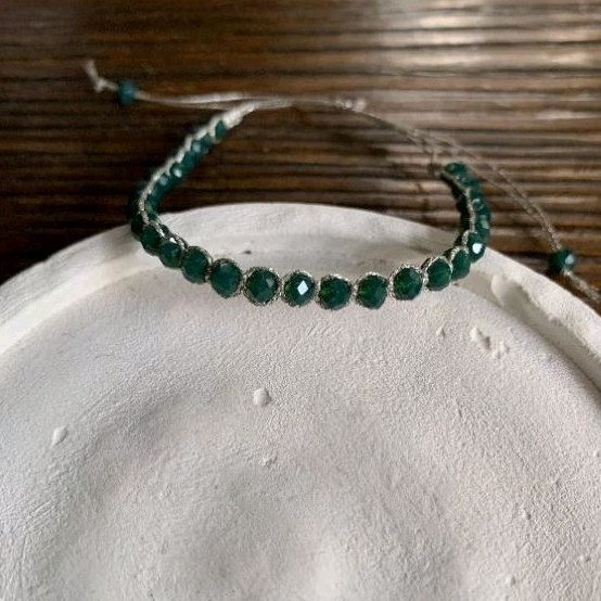 Gelang kristal serut/Gelang tali serut/Gelang manik serut/Gelang tali metalik