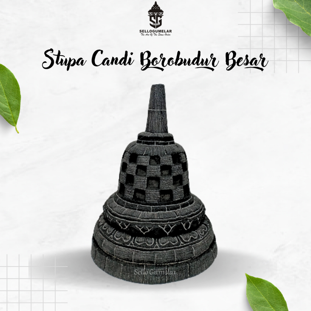 Miniatur Stupa Candi Borobudur Besar Tinggi 18 cm || Pajangan || Dekorasi Rumah || Hiasan Aquarium |