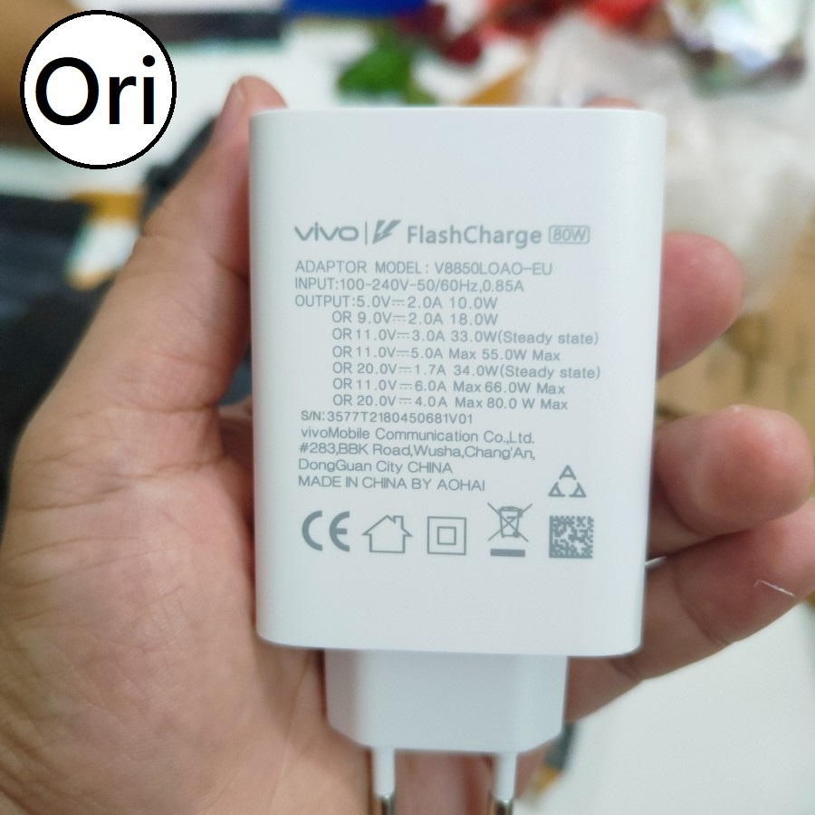 Hans - 80WATT ORI 100% TC Travel FlashCharge SUPER TYPE C USB Vivo V30 V30e V29 V29e V27 V27e V25 Pr