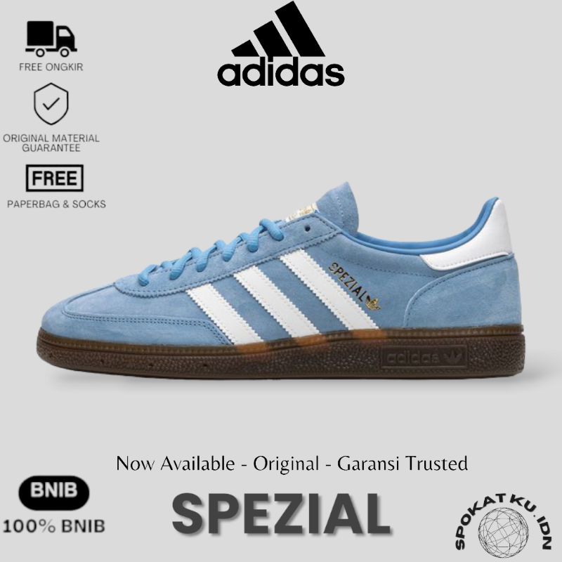 Sepatu Sneakers Adidas Handball Spezial Blue Ice Gum / Green Burgundy / Black / White Pria Wanita 10