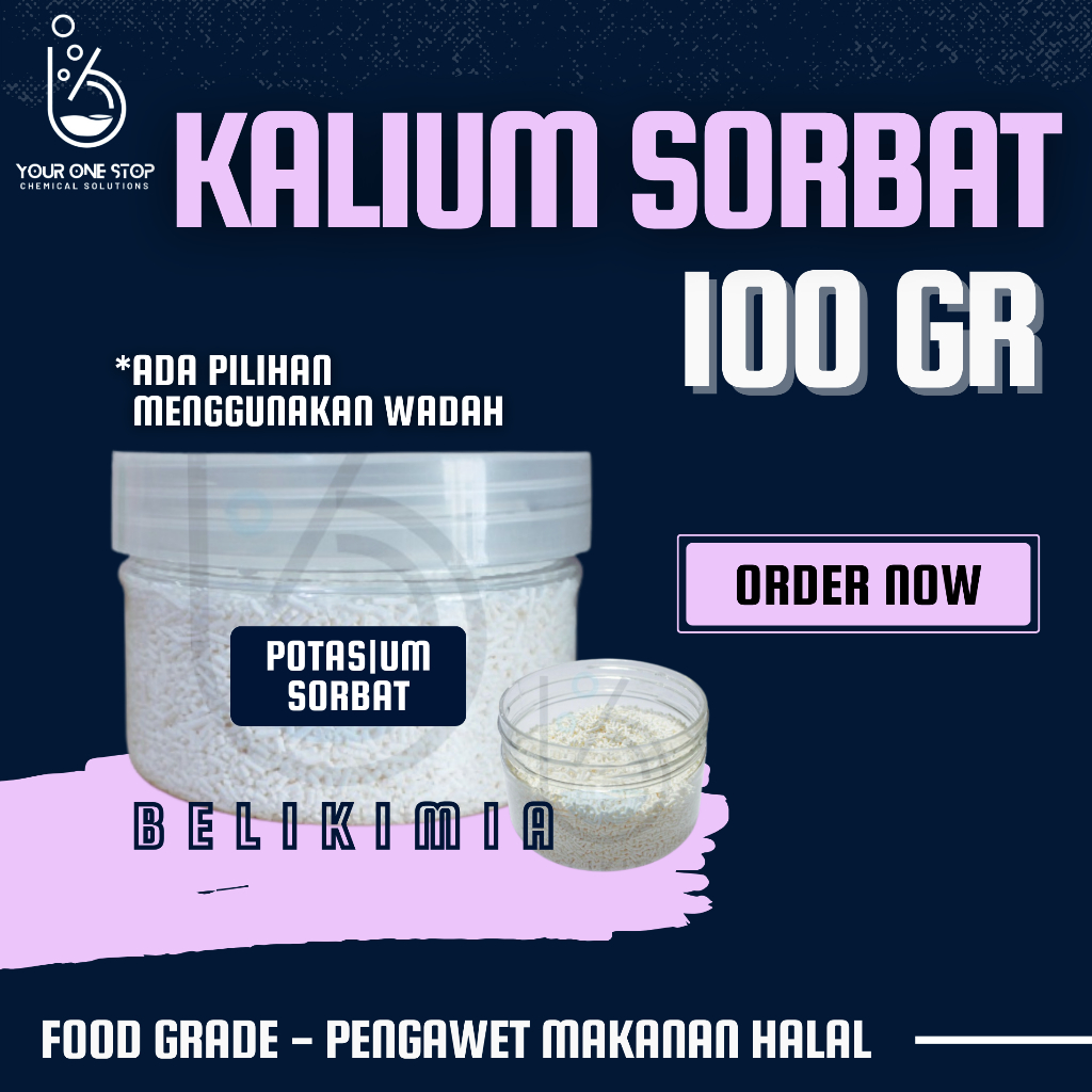 

Kalium Sorbat 100 GRAM - Pengawet Makanan dan Minuman Food Grade HALAL - PotasiumSorbat