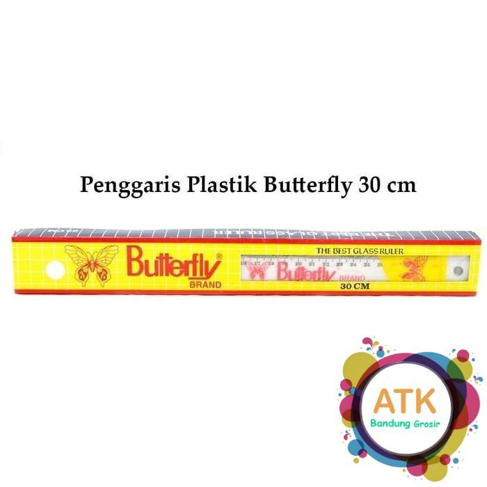 

Penggaris 30 cm Butterfly Eceran Grosir Murah Plastik Mika Transparan