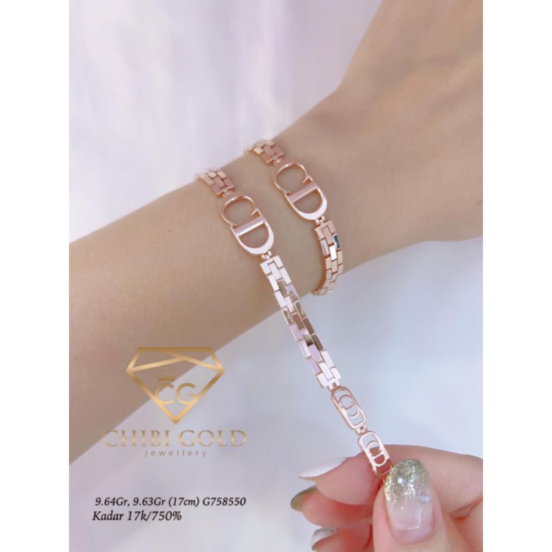 CHIBI GOLD - Gelang tangan CD emas 750 kadar 17k - chibigold