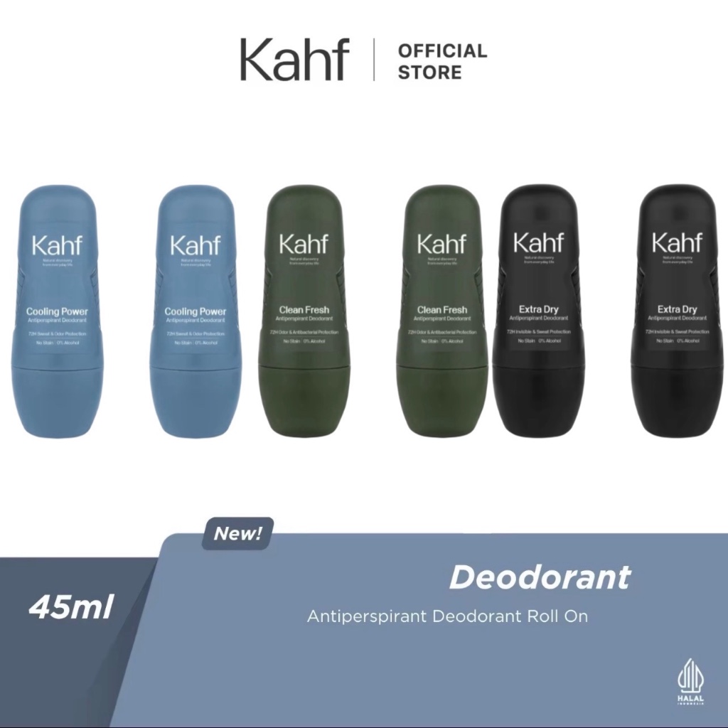 KAHF Antiperspirant Deodorant Roll On Twin Pack Indonesia / Paket Deodorant Pria 45ml 2 Pcs /  Cooli