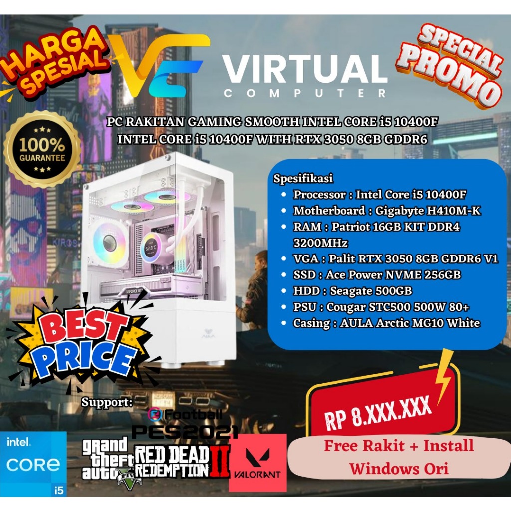 PC RAKITAN GAMING WITH RTX 3050 8GB GDDR6