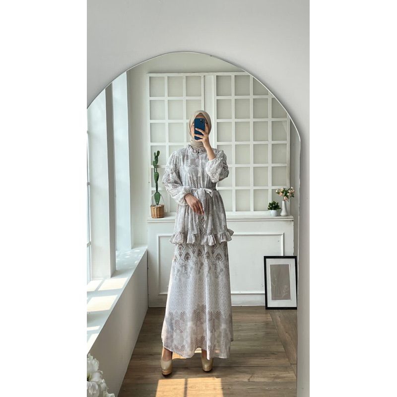 Naima dress Korean lebaran || Korean Dress Hijab best seller tali lepas pasang