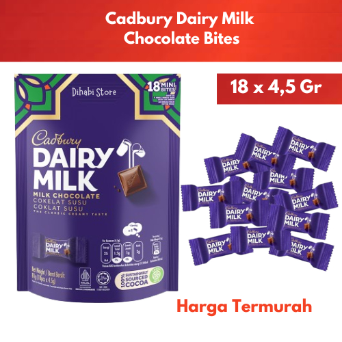 

Cadbury Dairy Milk Chocolate Bites 18 Pcs x 4.5 Gram
