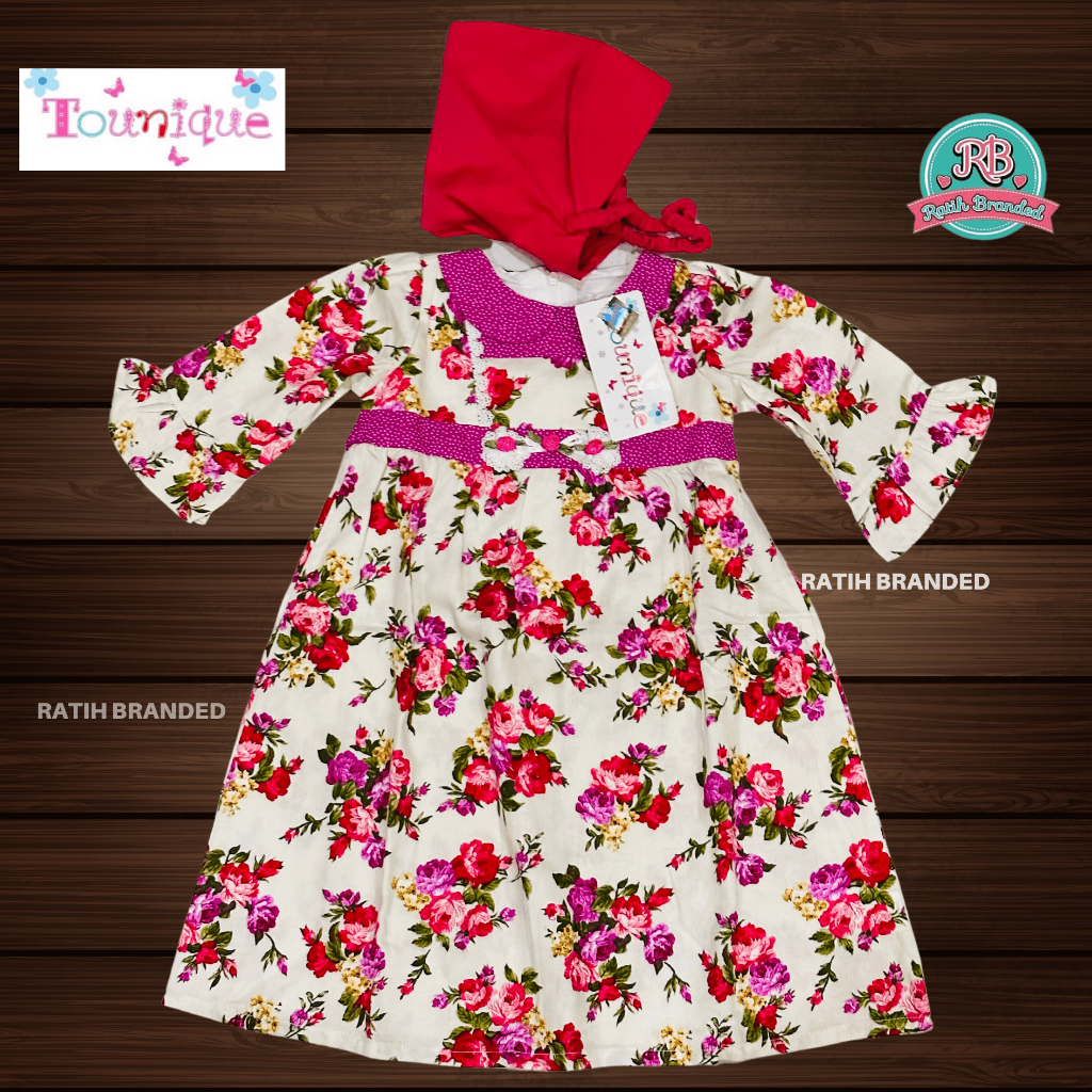 Gamis muslim baby anak perempuan dress Gratis Hijab brand tounique original branded matahari obral p